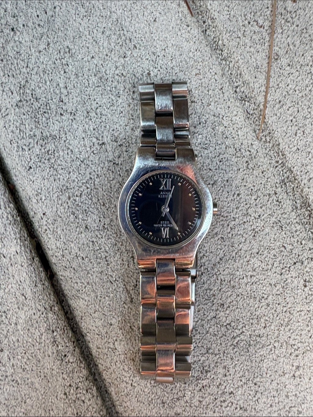 Anne Klein Silver Bracelet Watch With Black Dial